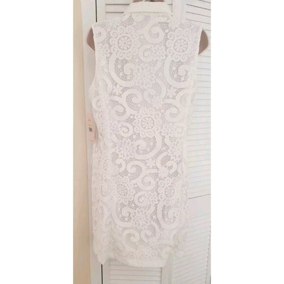 NWT $108 NANETTE LEPORE CANNOLI CREAM LONG LACE VEST SZ MEDIUM - Picture 7 of 12